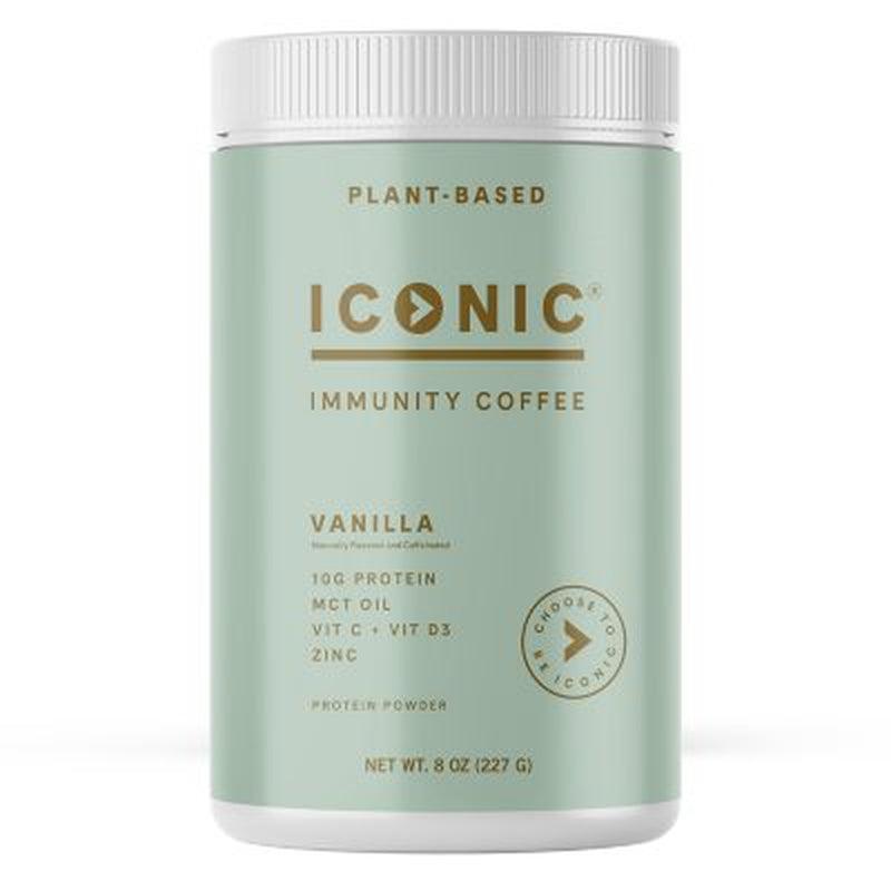 ICONIC Protein Immunity Coffee Powder with Pea Protein, Vanilla (8 Oz.)