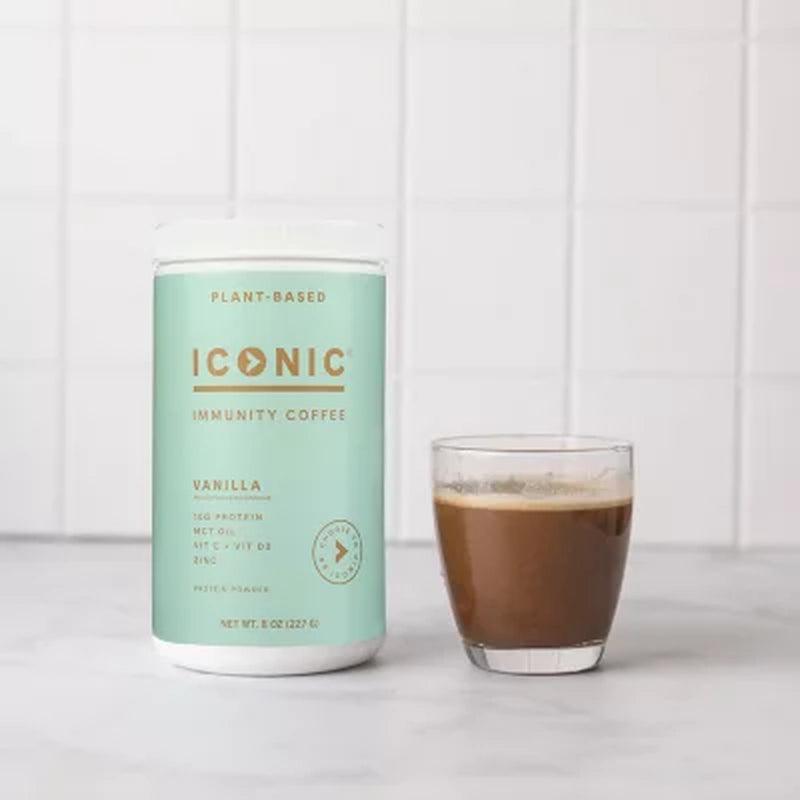 ICONIC Protein Immunity Coffee Powder with Pea Protein, Vanilla (8 Oz.)