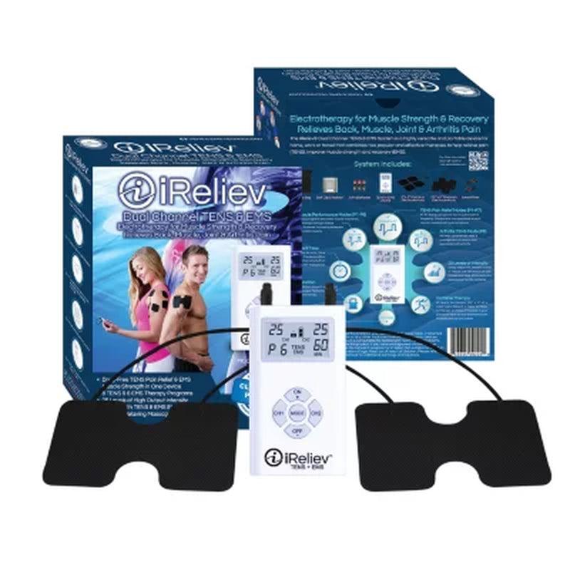 Ireliev Dual Channel TENS + EMS System with Electrode Pads (2 Sizes)