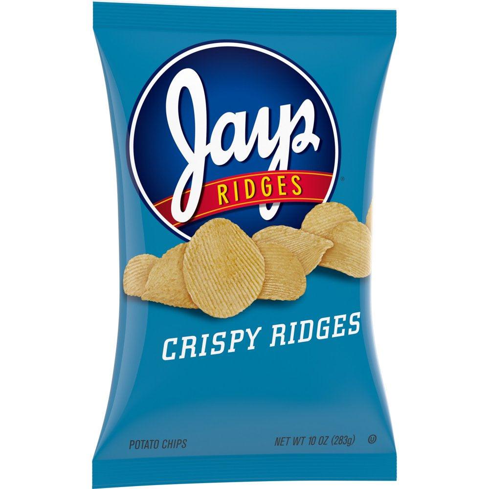 Jays Potato Chips, Crispy Ridges, 10 Oz Bag