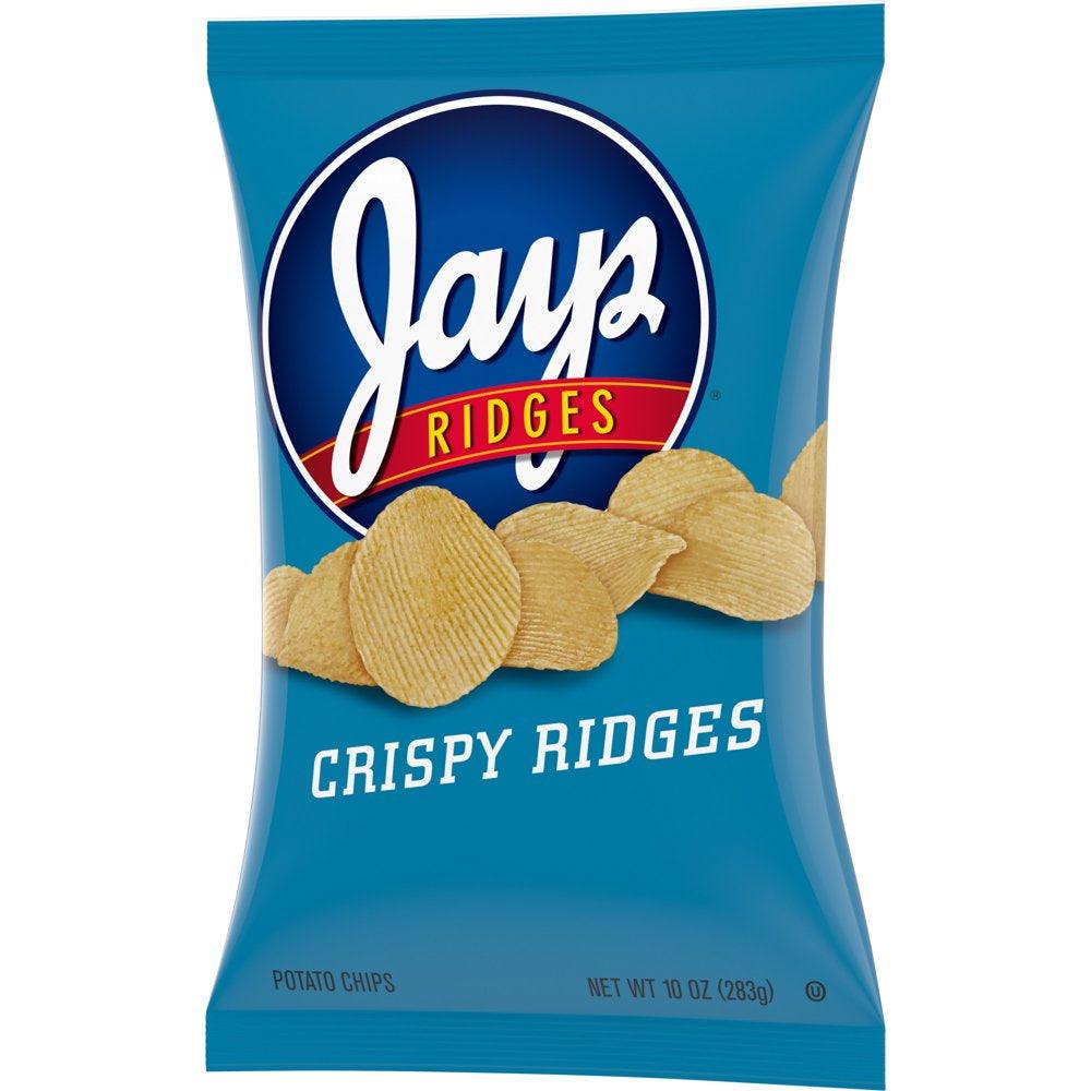 Jays Potato Chips, Crispy Ridges, 10 Oz Bag