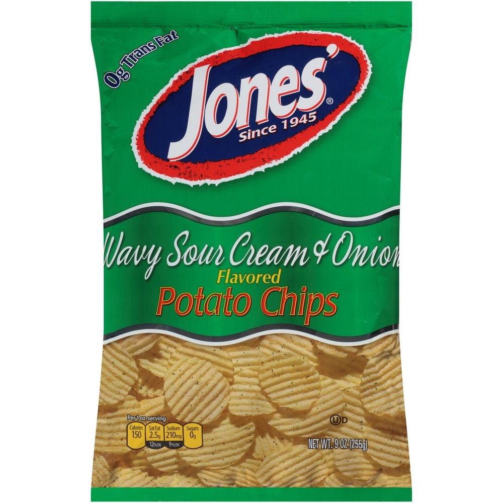 Jones' Wavy Sour Cream & Onion Flavored Potato Chips, 9 Oz.