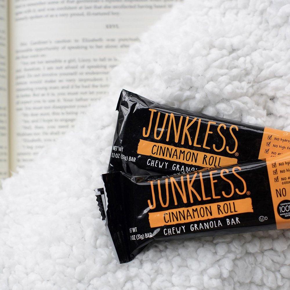 JUNKLESS Non-Gmo Delicious Chewy Cinnamon Roll Granola Bars, 8 Ct, 1.1 Oz