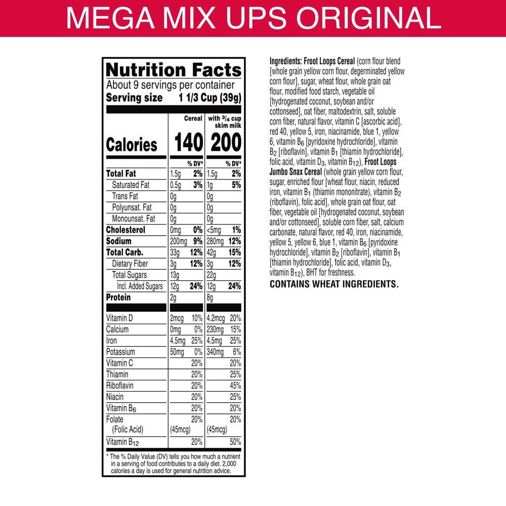 Kellogg'S Froot Loops Mega Mixups Original Cold Breakfast Cereal, 12.6 Oz