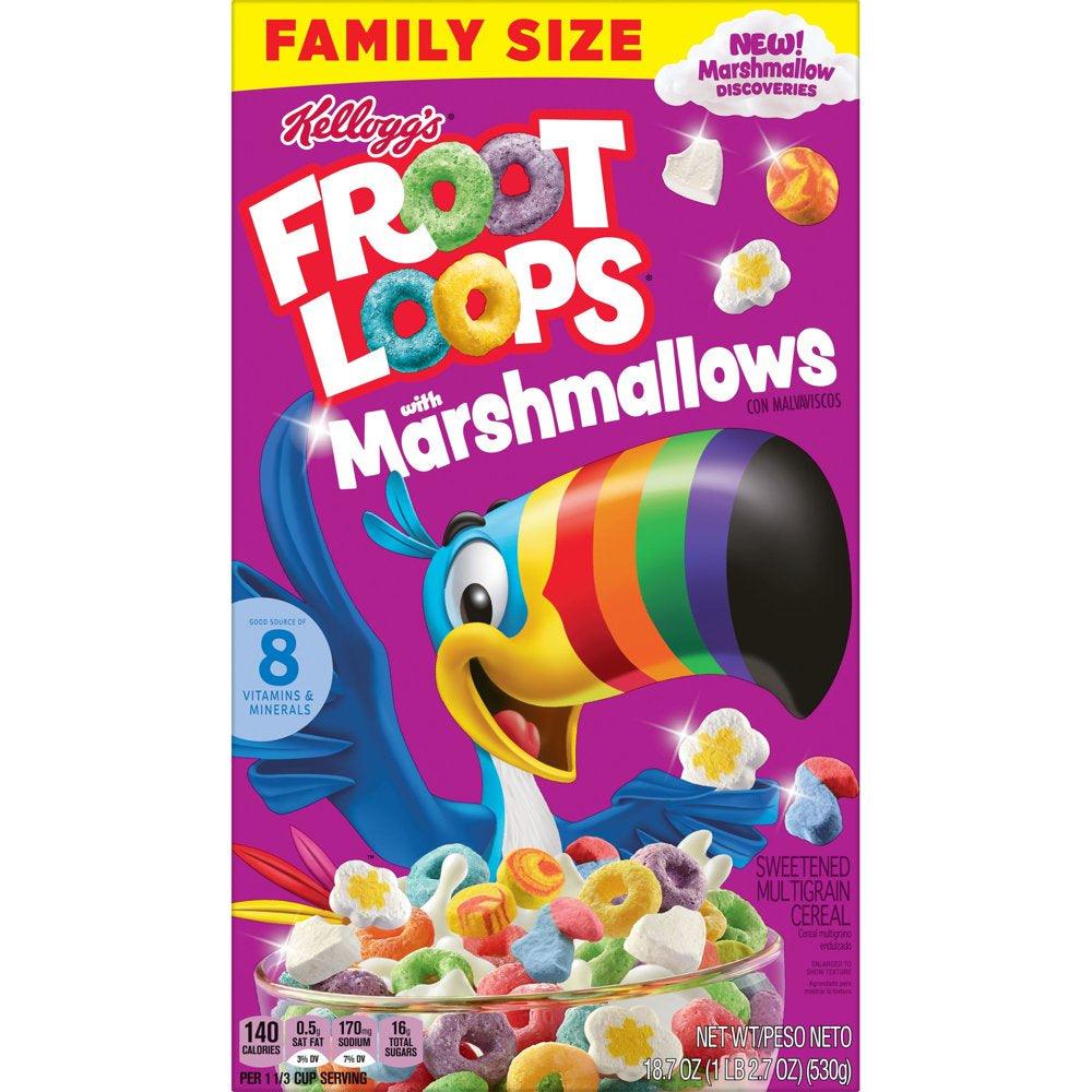 Kellogg'S Froot Loops Original with Marshmallows Cold Breakfast Cereal, 18.7 Oz