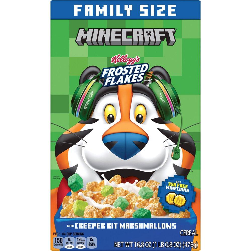 Kellogg'S Frosted Flakes Original with Creeper Bit Marshmallows Cold Breakfast Cereal, 16.8 Oz