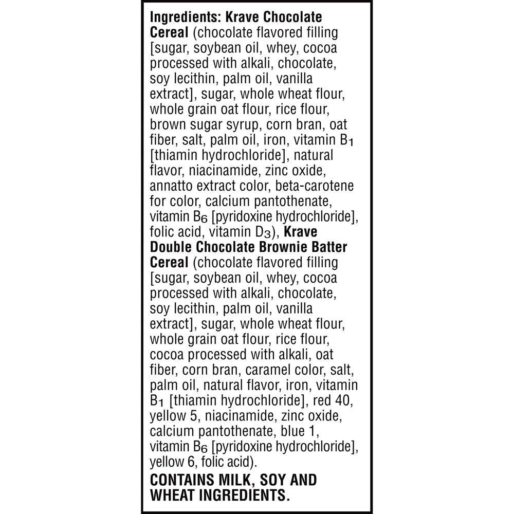 Kellogg'S Krave Duo Snax Chocolate and Double Chocolate Brownie Batter Cereal Snacks, 5 Oz, 10 Count