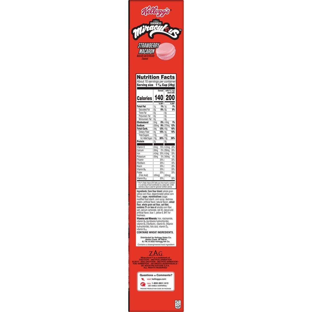 Kellogg'S Miraculous Tales of Ladybug and Cat Noir Strawberry Macaron Cold Breakfast Cereal, 13.5 Oz