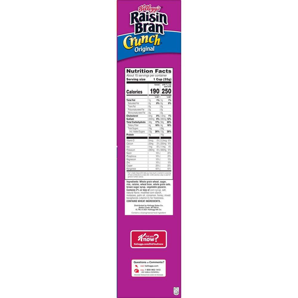 Kellogg'S Raisin Bran Crunch Original Cold Breakfast Cereal, 30.5 Oz