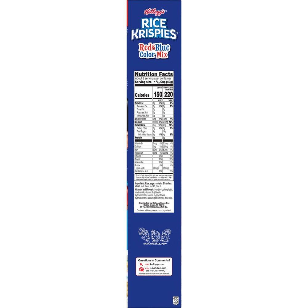 Kellogg'S Rice Krispies Original with Red and Blue Krispies Cold Breakfast Cereal, 12 Oz