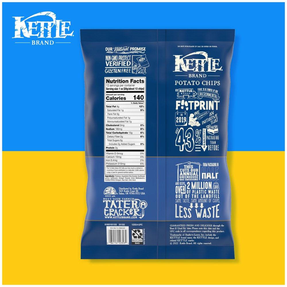 Kettle Brand Potato Chips, Sea Salt & Vinegar Kettle Chips, Party Size, 13 Oz