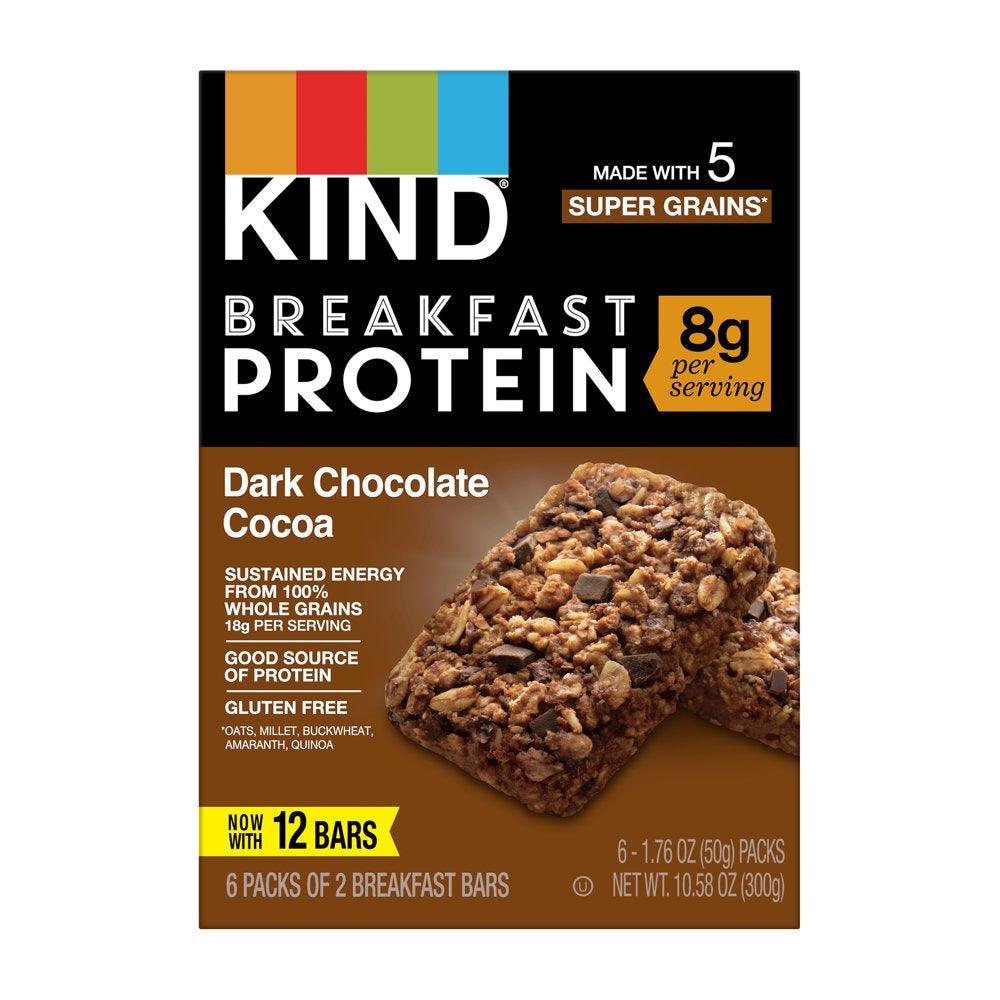 KIND Breakfast Protein Bars, Dark Chocolate Cocoa, 1.76 Oz, 12 Count