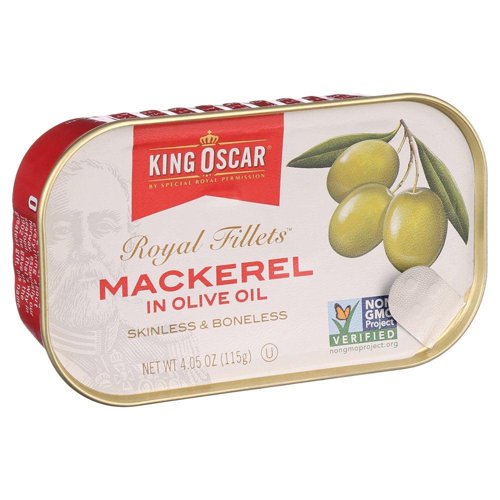 King Oscar Skinless & Boneless Mackerel Fillets in Olive Oil, 4.05 Oz Can