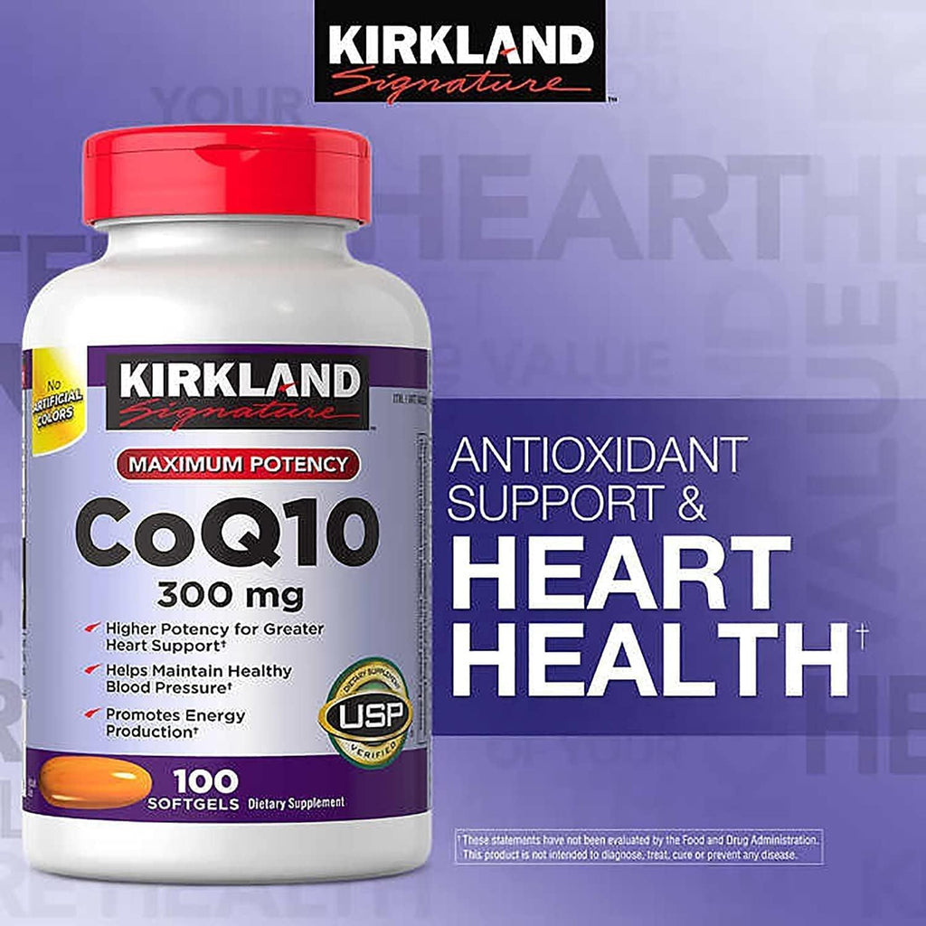 ADEMA Kirkland Signature Coq10 300Mg 100 Softgels-Supplementing with Coq10 Supports Heart and Antioxidant Health and May Help Support Healthy Aging (Pack of 1)