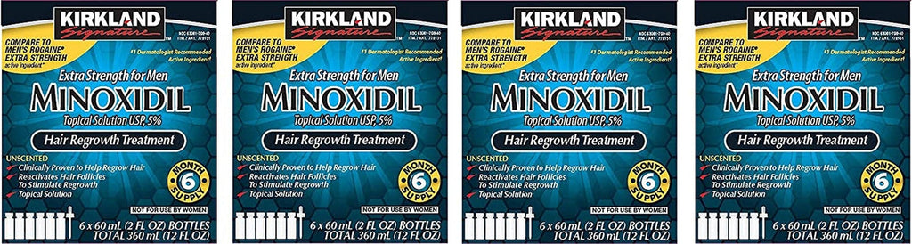 Kirkland Minoxidil 5 Percentage Extra Strength Hair Loss Regrowth Treatment Men, 4 Pack (6 Months Supply)