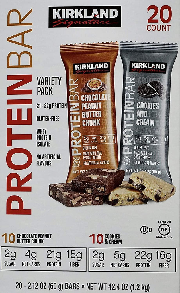 Protein Bars Chocolate Peanut Butter Chunk/ Cookies & Cream Flavor, 42.4 Oz, 20 Count