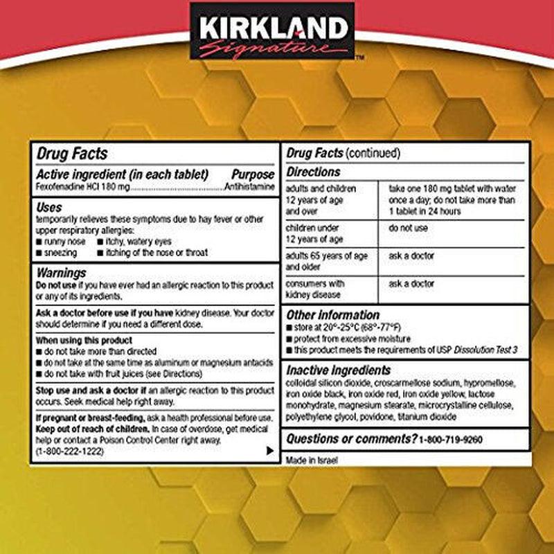 Kirkland Signature Aller-Fex 180 Mg *180 Tablets *Indoor Outdoor Allergy Relief