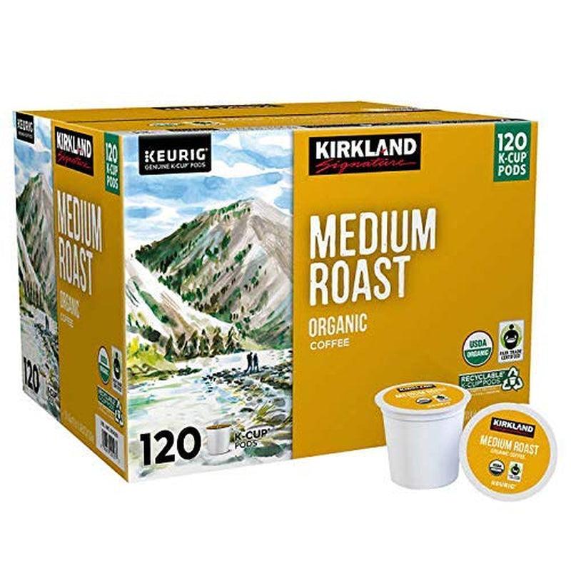 Kirkland Signature Coffee Organic Medium Roast Blend Recyclable Fair-Trade K-Cup Pods, Unflavored, 120 Count