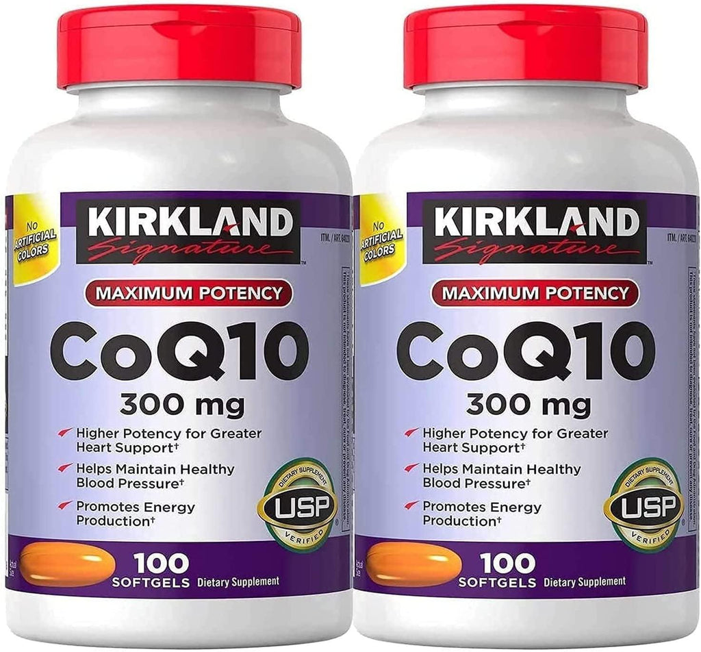 Kirkland Signature Coq10 300Mg 100 Softgels-Supplementing with Coq10 Supports Heart and Antioxidant Health and Help Support Healthy Aging (Pack of 2)