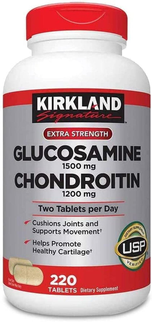 Kirkland Signature Extra Strength Glucosamine 1500Mg/Chondroitin 1200Mg Sulfate 220 Tablets (Pack of 1), 220 Count (Pack of 1)