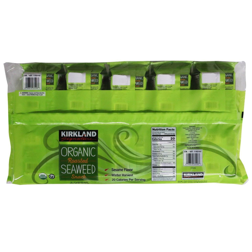 Kirkland Signature Organic Roasted Seaweed, 0.6 Oz, 10-Count