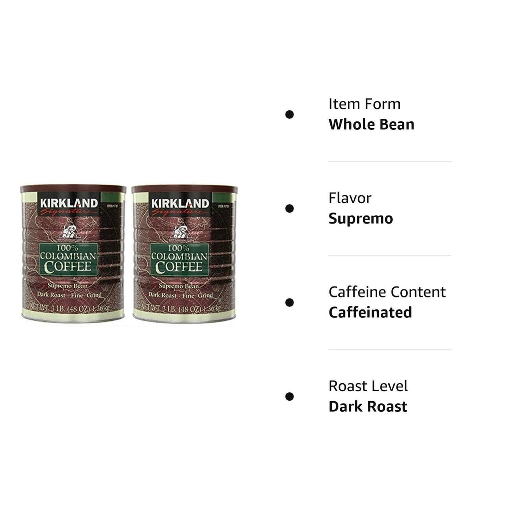 Signature Swa 100% Colombian Coffee, Supremo Bean Dark Roast-Fine Grind, 3 Pound (2 Cans)