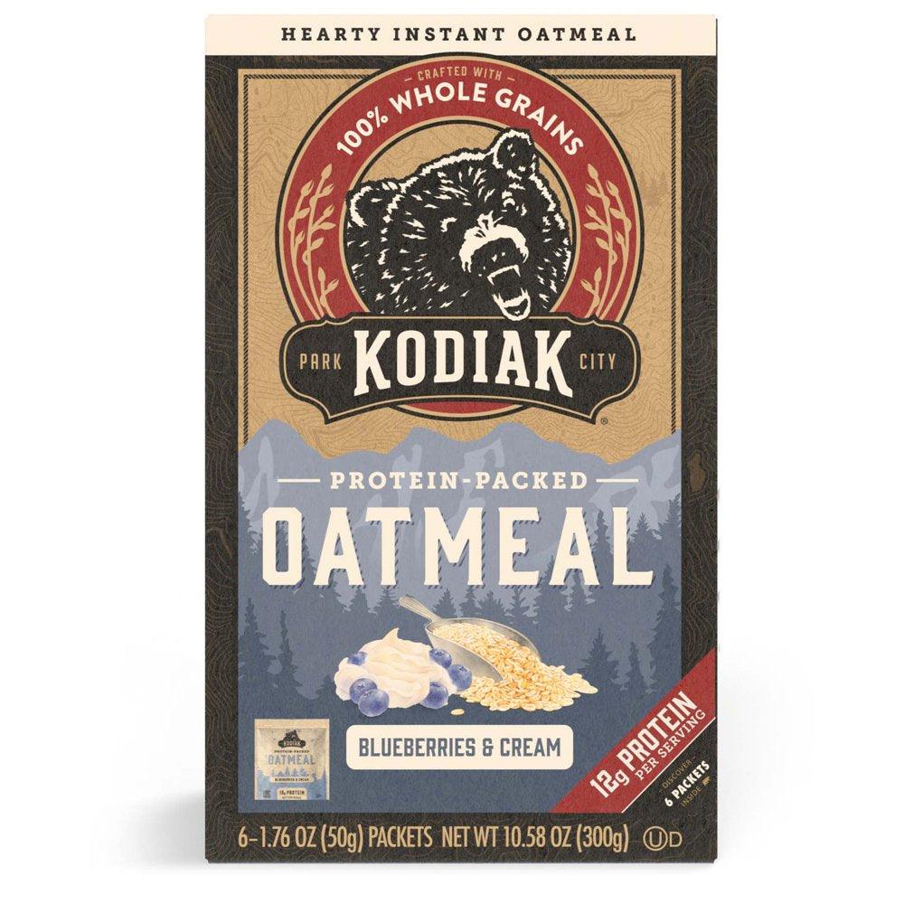 Kodiak Protein-Packed Blueberries and Cream Instant Oatmeal, 1.76 Oz, 6 Packets