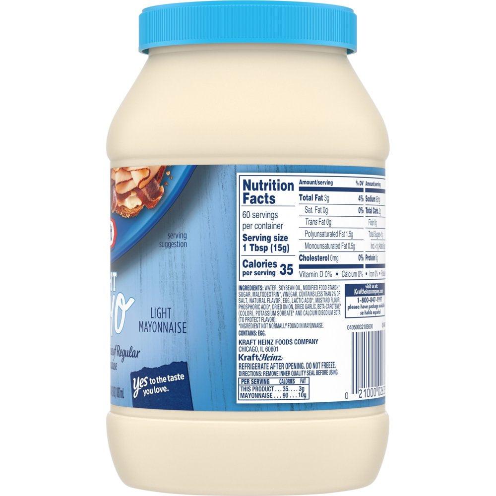 Kraft Light Mayo with 1/2 the Fat & Calories of Regular Mayonnaise, 30 Fl Oz Jar