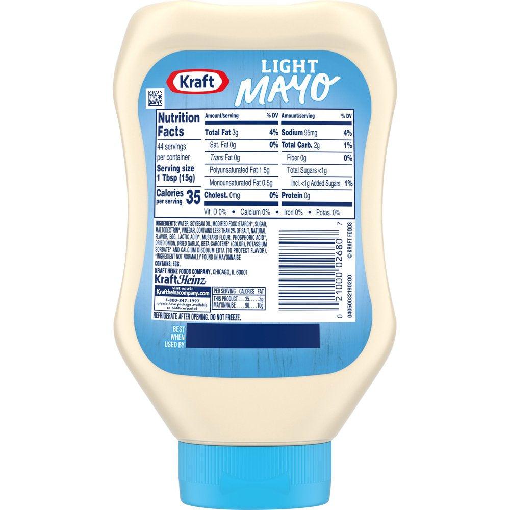 Kraft Light Mayo with 1/2 the Fat & Calories of Regular Mayonnaise Squeeze Bottle, 22 Fl Oz