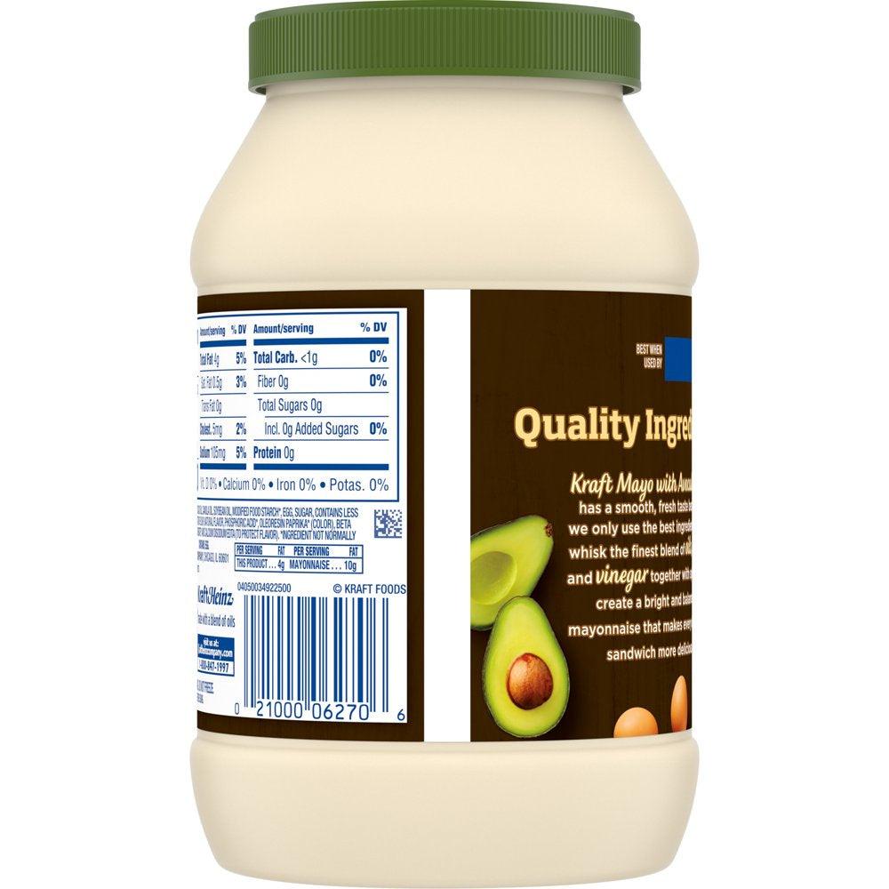 Kraft Mayo with Avocado Oil Reduced Fat Mayonnaise, 30 Fl Oz Jar