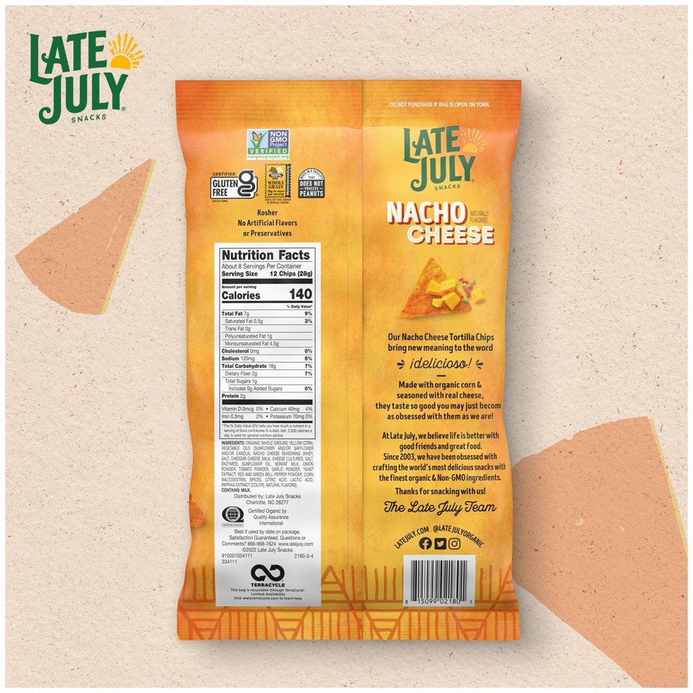 Late July Snacks Nacho Cheese Tortilla Chips, 7.8 Oz Bag