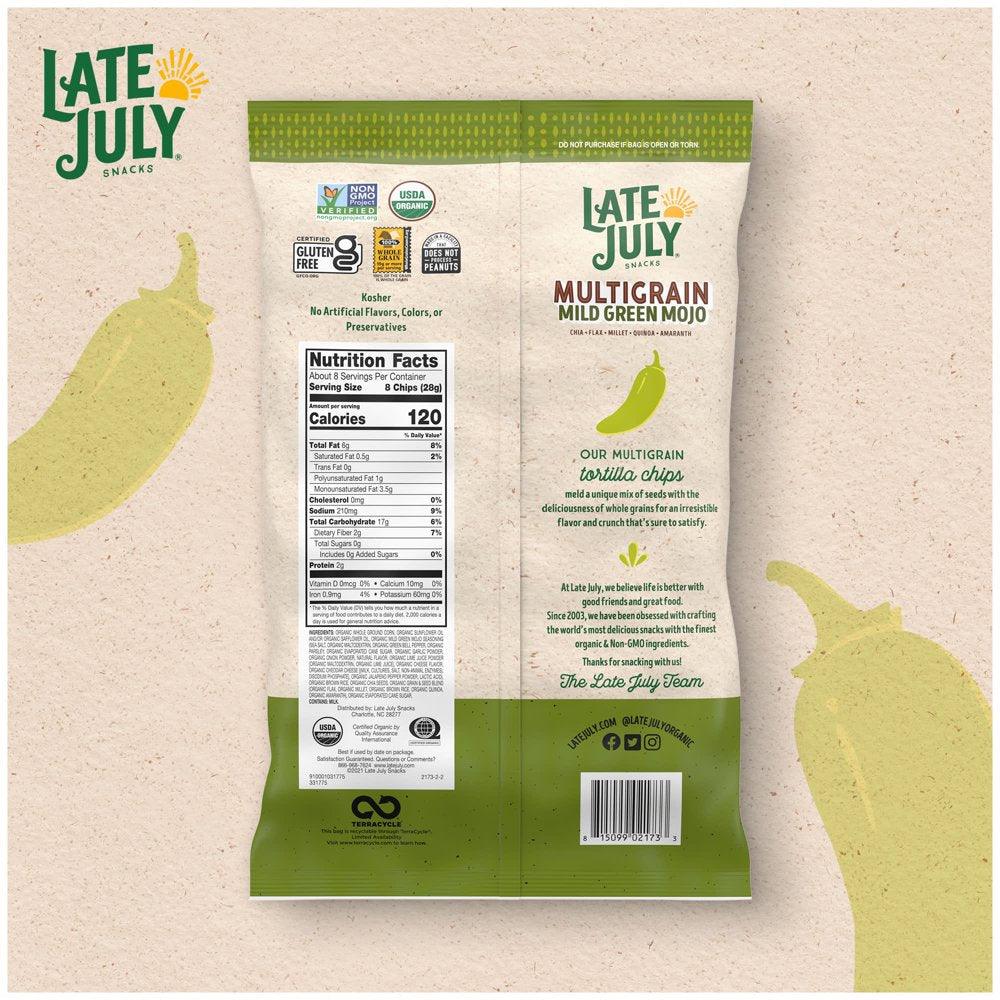 Late July Snacks, Organic Mild Green Mojo Tortilla Chips, 7.5-Oz. Bag