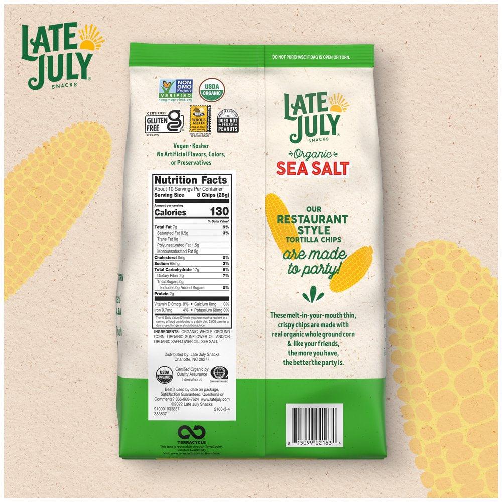 Late July Snacks Thin and Crispy Organic Tortilla Chips with Sea Salt, 10.1 Oz Bag