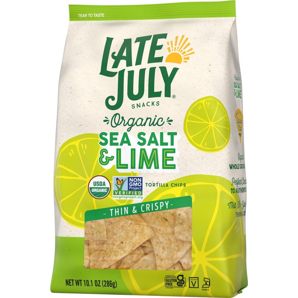 Late July Snacks Thin and Crispy Organic Tortilla Chips with Sea Salt and Lime, 10.1 Oz Bag