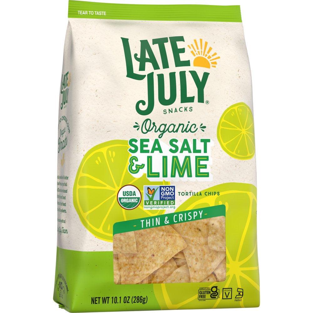 Late July Snacks Thin and Crispy Organic Tortilla Chips with Sea Salt and Lime, 10.1 Oz Bag