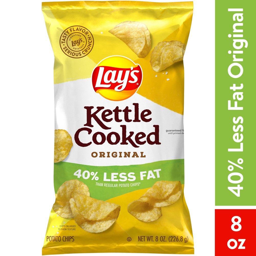 Lay'S 40% Less Fat Original Kettle Cooked Potato Chips, 8 Oz.