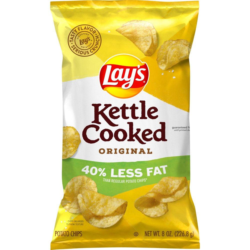 Lay'S 40% Less Fat Original Kettle Cooked Potato Chips, 8 Oz.