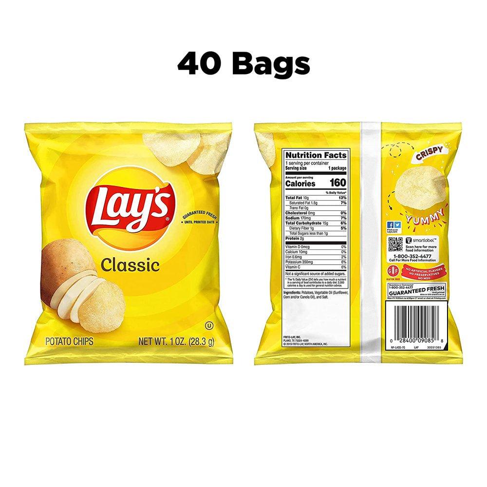 Lay'S Classic Potato Chips, 1 Oz Bags, 40 Count