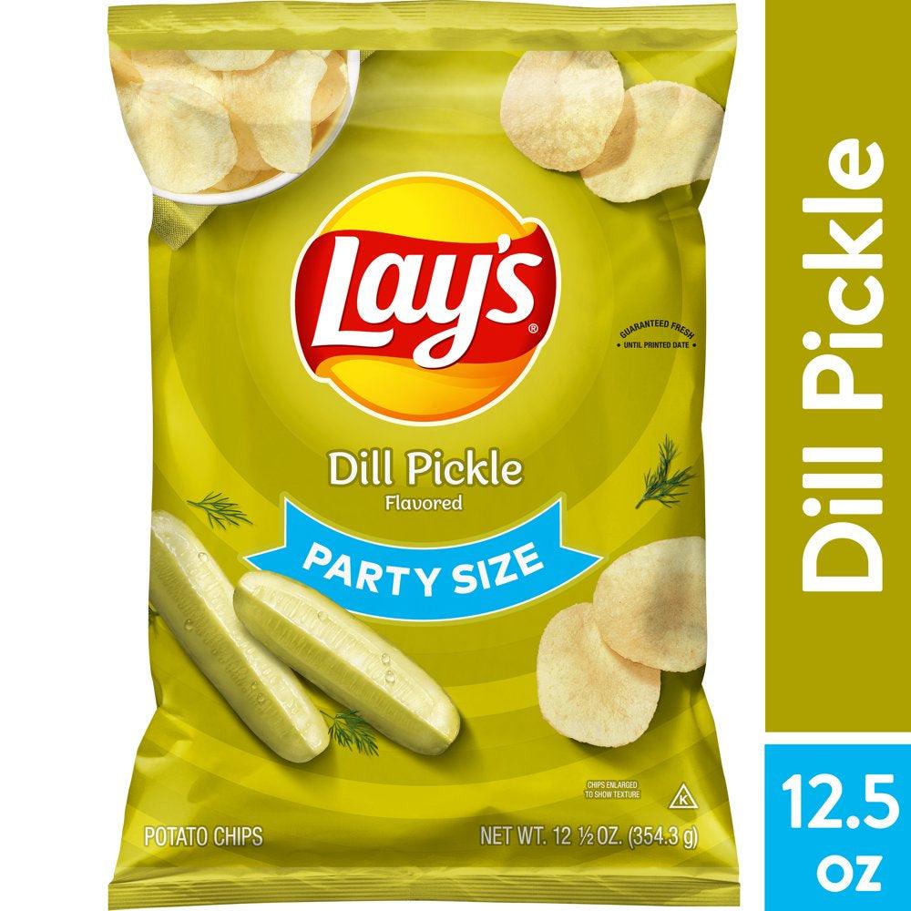 Lay'S Dill Pickle Flavored Potato Chips, Party Size, 12.5 Oz Bag