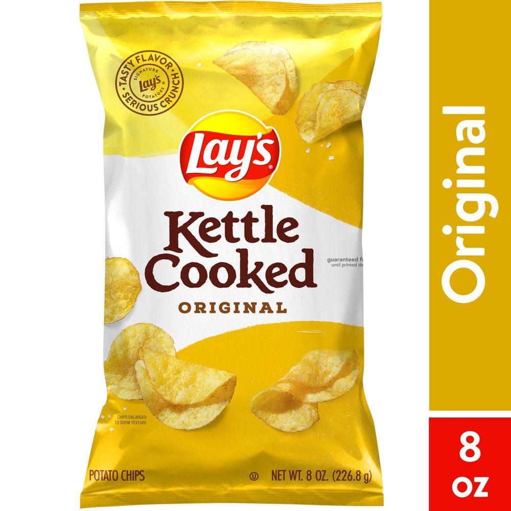 Lay'S Kettle Cooked Potato Chips, Original, 8 Oz Bag