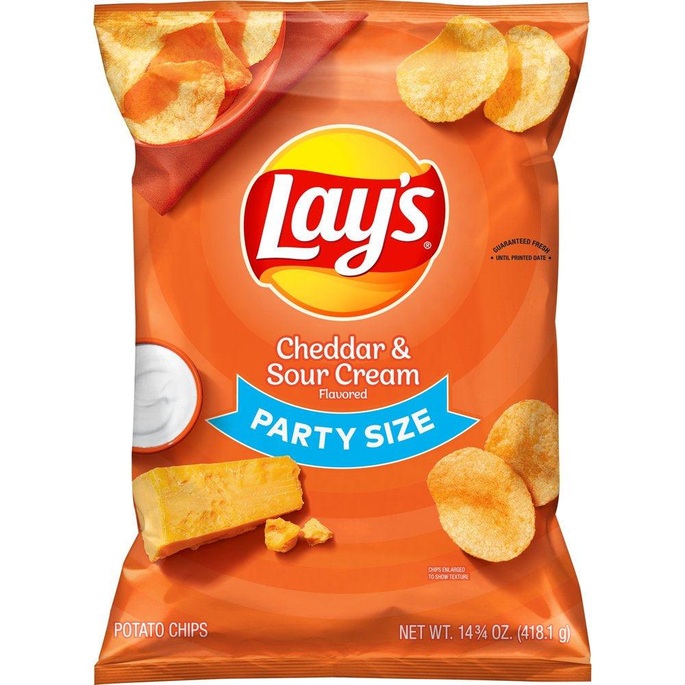 Lay'S Potato Chips, Cheddar & Sour Cream Flavor, 14.75 Oz Bag