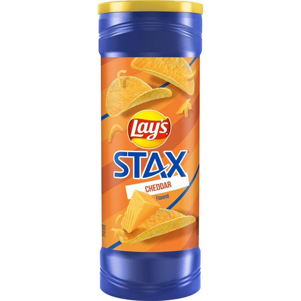 Lay'S Stax Cheddar Flavored Potato Chips, 5.5 Oz Canister