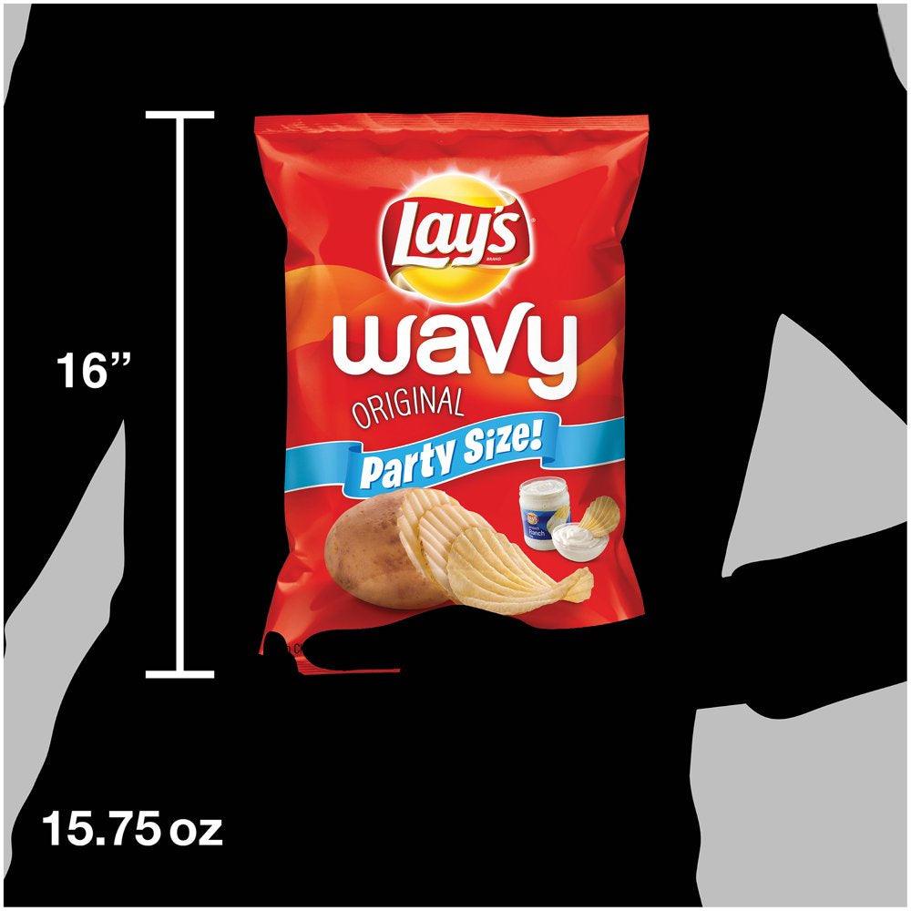 Lay'S Wavy Original Party Size! Potato Chips, 15.75 Oz.