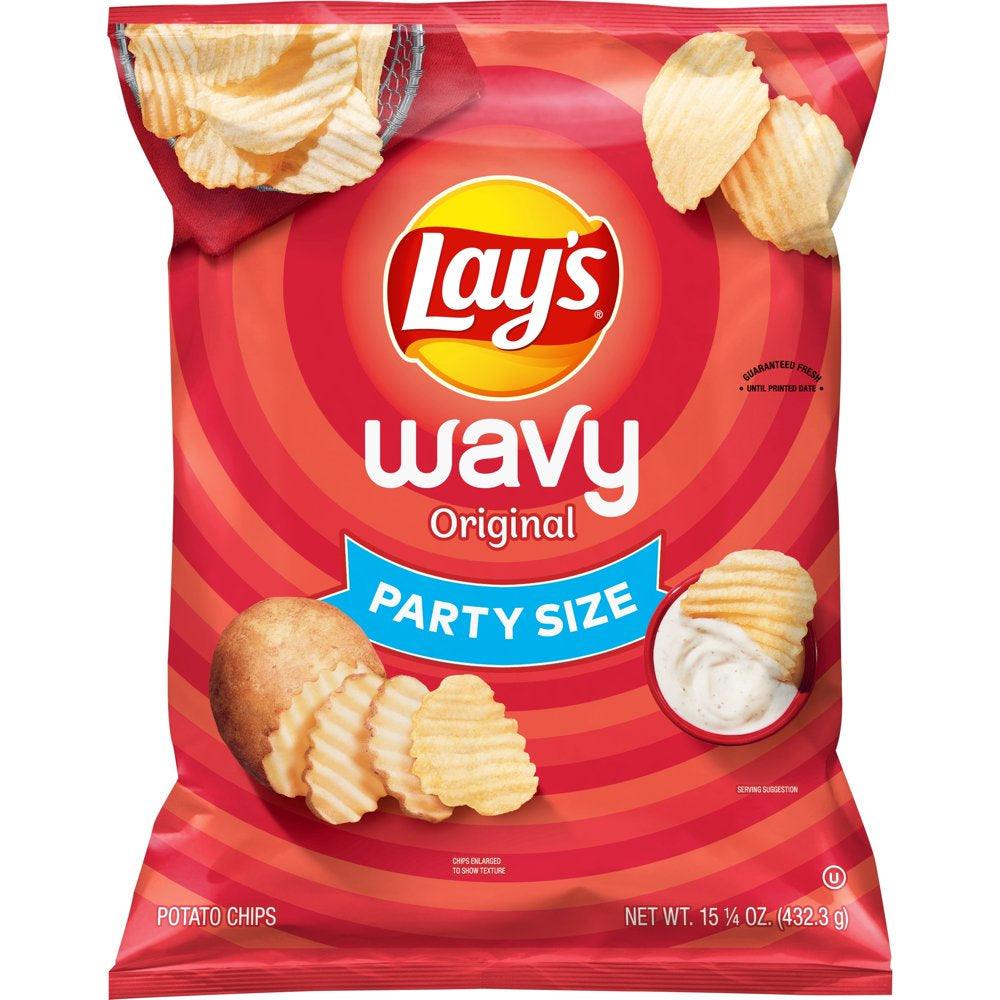 Lay'S Wavy Potato Chips, Original, Party Size, 15.25 Oz