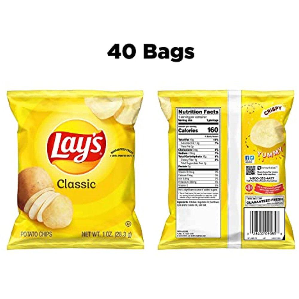 Lays Classic Potato Chips, 1 Oz (Pack of 40)