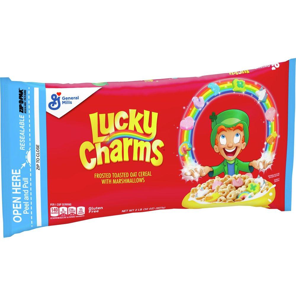 Lucky Charms Gluten Free Cereal with Marshmallows, 32 OZ Resealable Cereal Bag