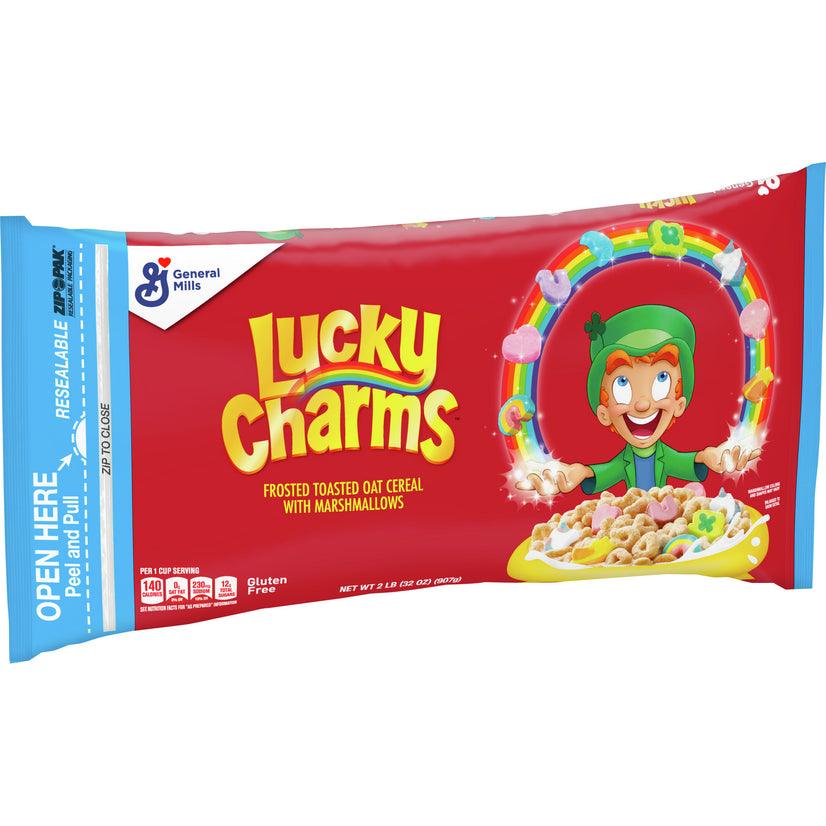 Lucky Charms Gluten Free Cereal with Marshmallows, 32 OZ Resealable Cereal Bag