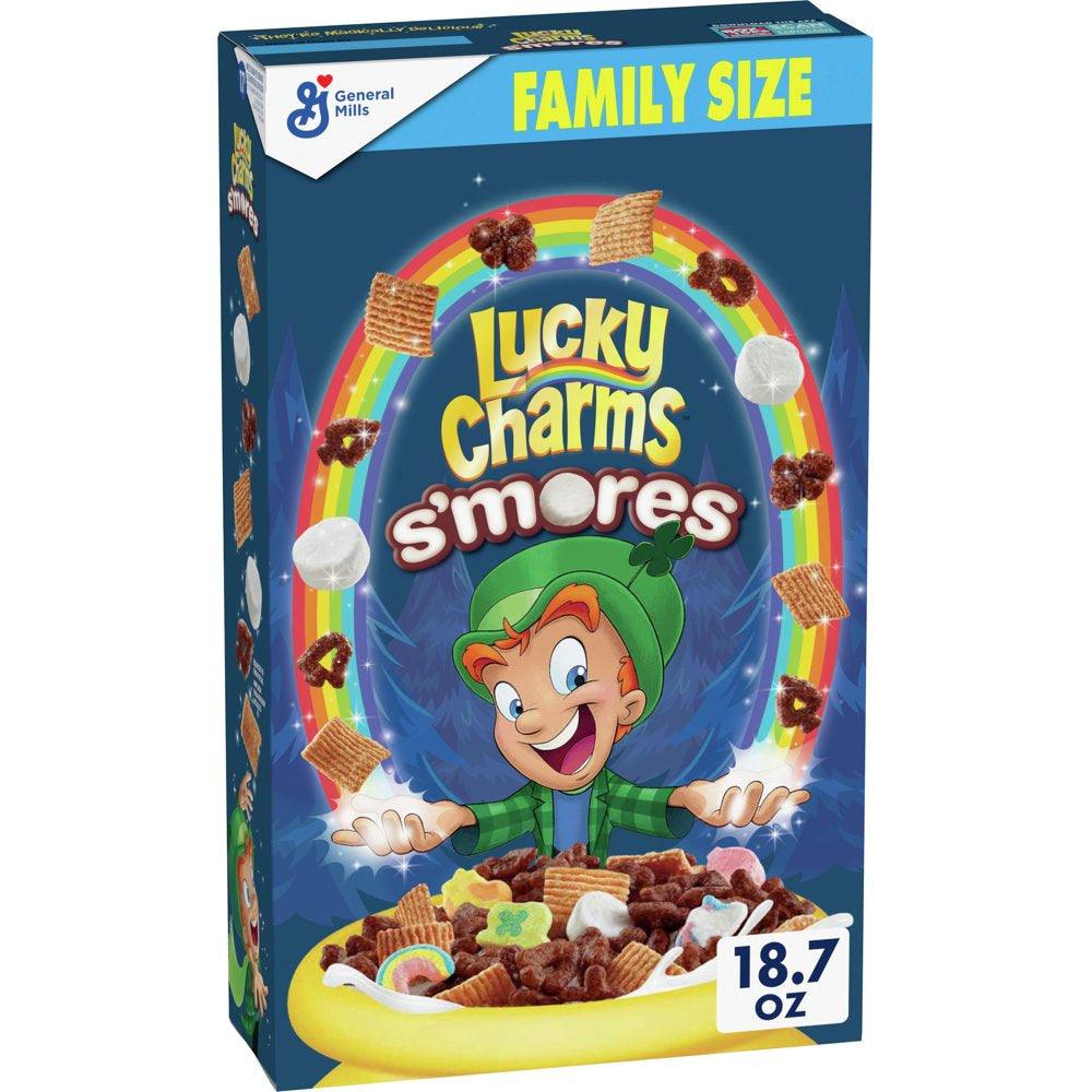 Lucky Charms Smores Breakfast Cereal with Marshmallows, Family Size, 18 OZ