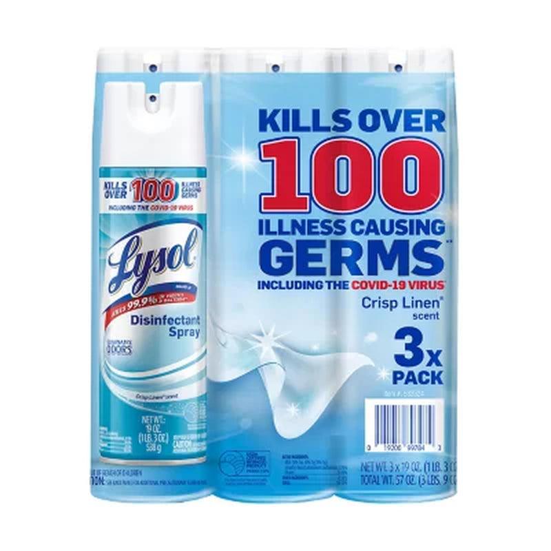 Lysol Disinfectant Spray, Crisp Linen Scent (19 Oz., 3 Pk.)