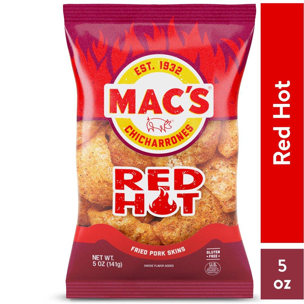 Mac'S Red Hot Fried Pork Skins, 5 Oz Bag